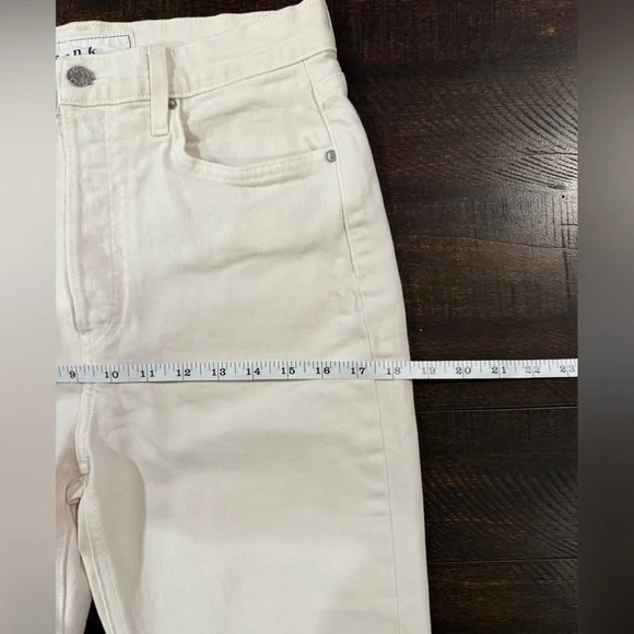 Frank & Eileen Monaghan Ivory High Rise Straight Crop Raw Hem Jeans 30 - Picture 6 of 15